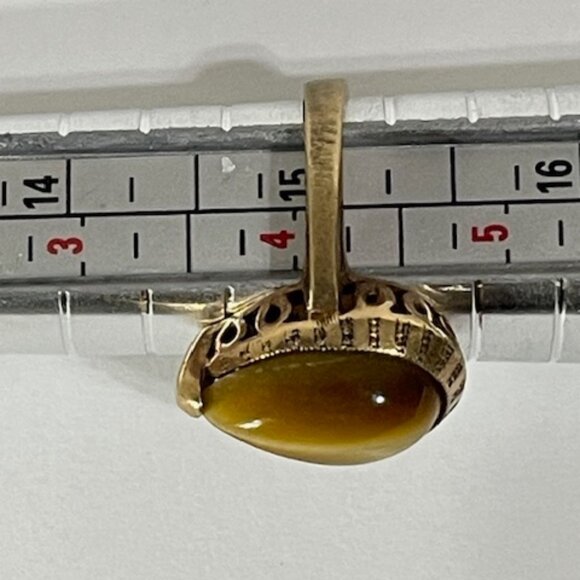10K gold and tiger's eye cocktail ring. - Picture 2 of 6